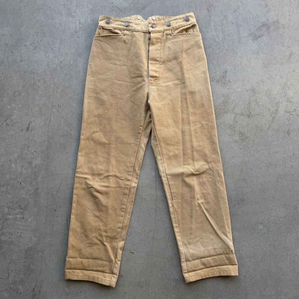 Wah Maker Pants Womens 10 Canvas Saddle Western Riding Buckle Back Button Fly